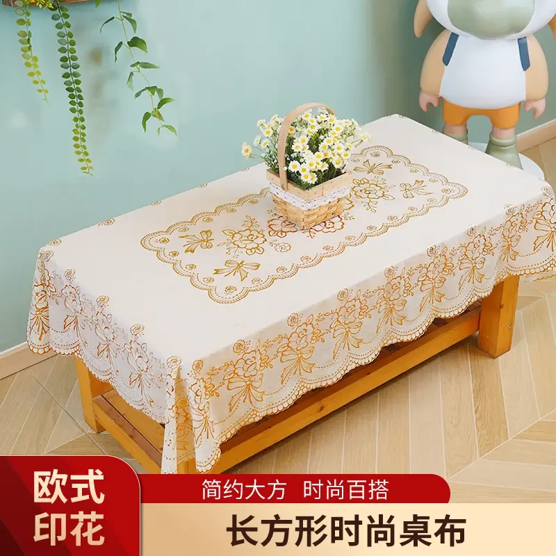 欧式防水防油防烫家用客厅长方形印花桌布免洗茶几布桌台布