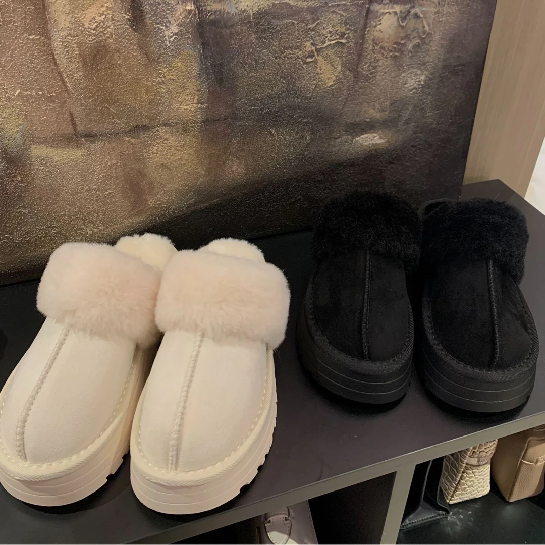 Yucii 厚底毛毛拖鞋女外穿24秋冬皮毛一体加绒包头棉拖