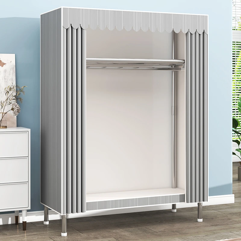 衣柜家用卧室简易组装布衣柜出租房钢架结实耐用经济型小户型衣橱