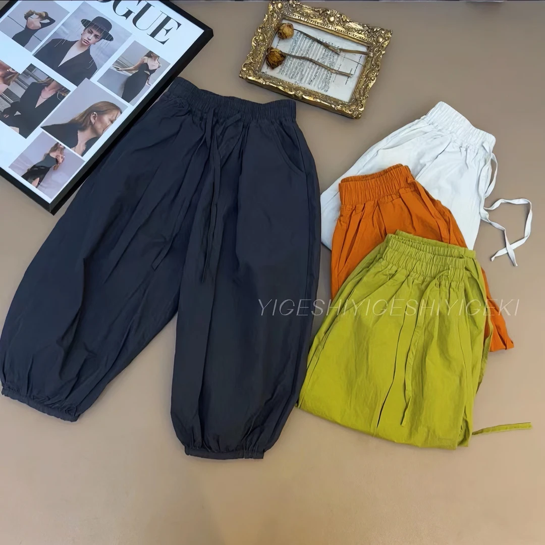 【现货】森系韩版洋气宽松显瘦中大童休闲裤防蚊裤男女童裤YG4817