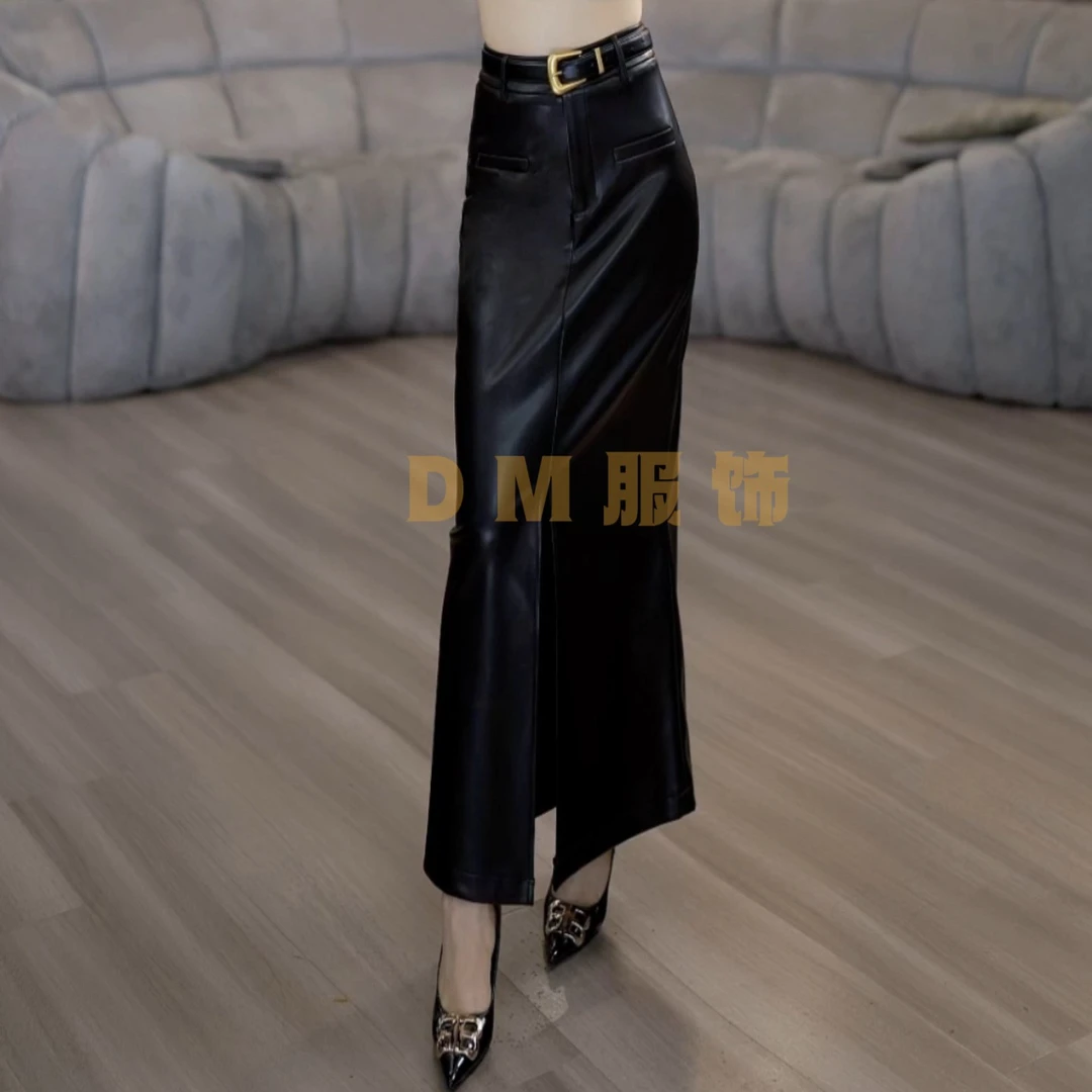 【D.M】订制款气质修身长裤皮包裙1122