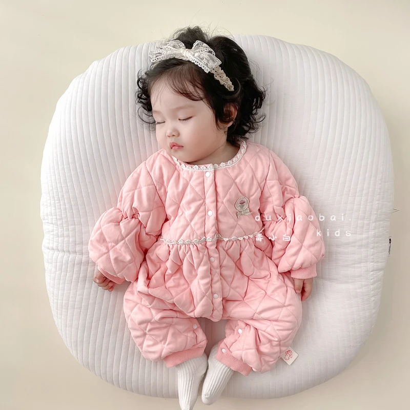 婴儿衣服春秋装连体衣宝宝超萌夹棉公主哈衣加绒早春外出爬爬服