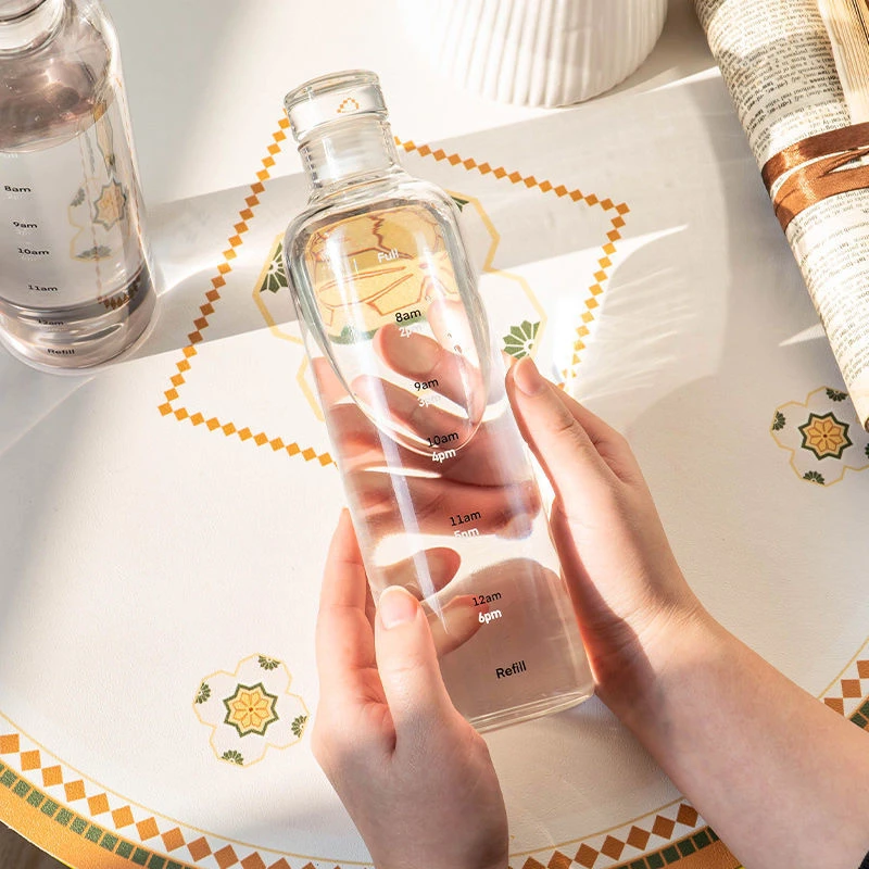 磐皿｜高硼硅玻璃时间刻度玻璃杯便携水瓶冷萃刻度杯高硼硅高颜值