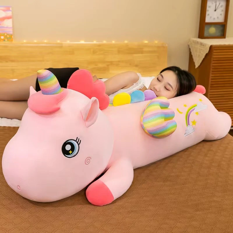 新款彩虹独角兽110厘米 毛绒玩具可爱睡觉抱枕玩偶公仔女