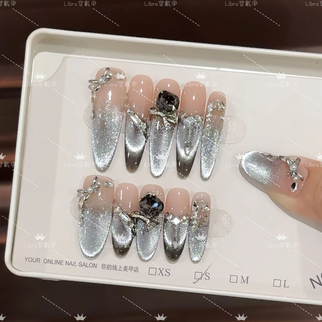 【黑夜传说】纯手工穿戴甲美甲贴穿戴式光疗甲冰透绵密流行款纯欲感