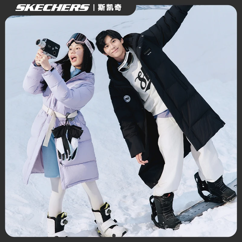 【小太阳】Skechers斯凯奇男女长款羽绒服冬季三防保暖外套P423M125