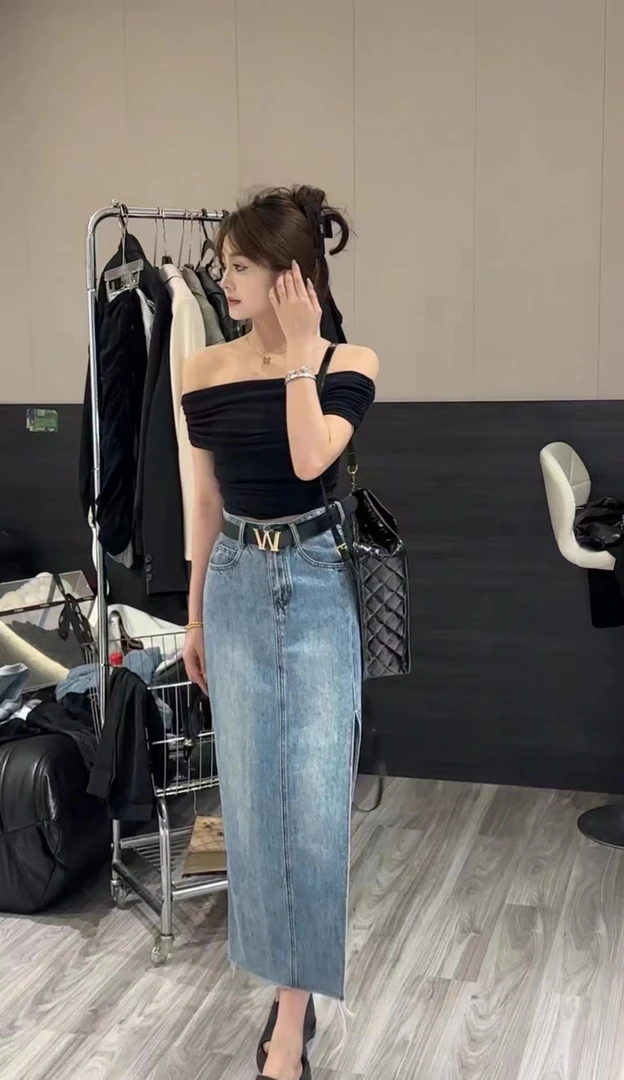 清清款NO退NO换【牛仔开叉半身裙】