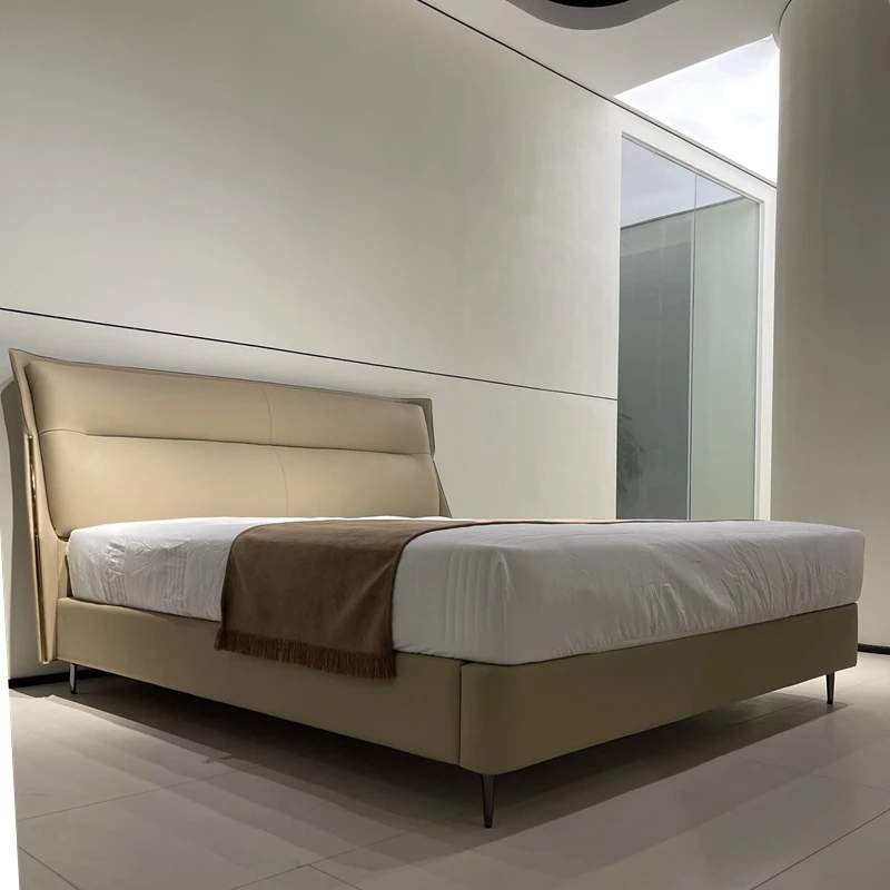 B033#意式简约真皮现代小户型1.8m储物卧室北欧轻奢软包双人婚床