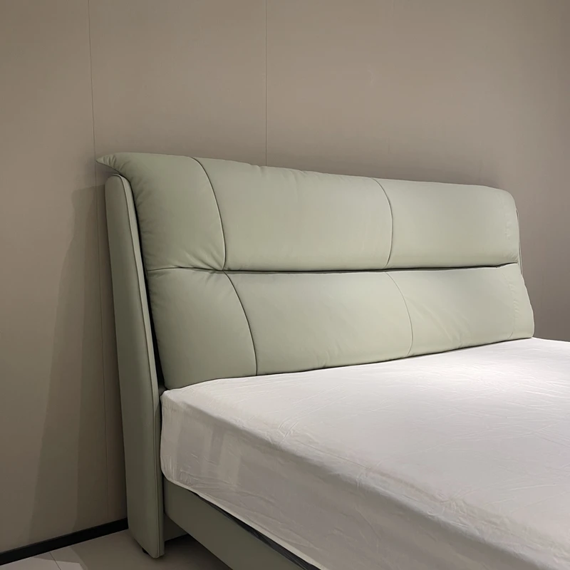 B112#意式极简轻奢皮床双人床真皮主卧床小户型简约床双人婚床