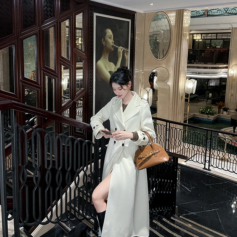 羊绒大衣女中长款2025秋冬新款高级感轻奢双面呢气质正肩毛呢外套