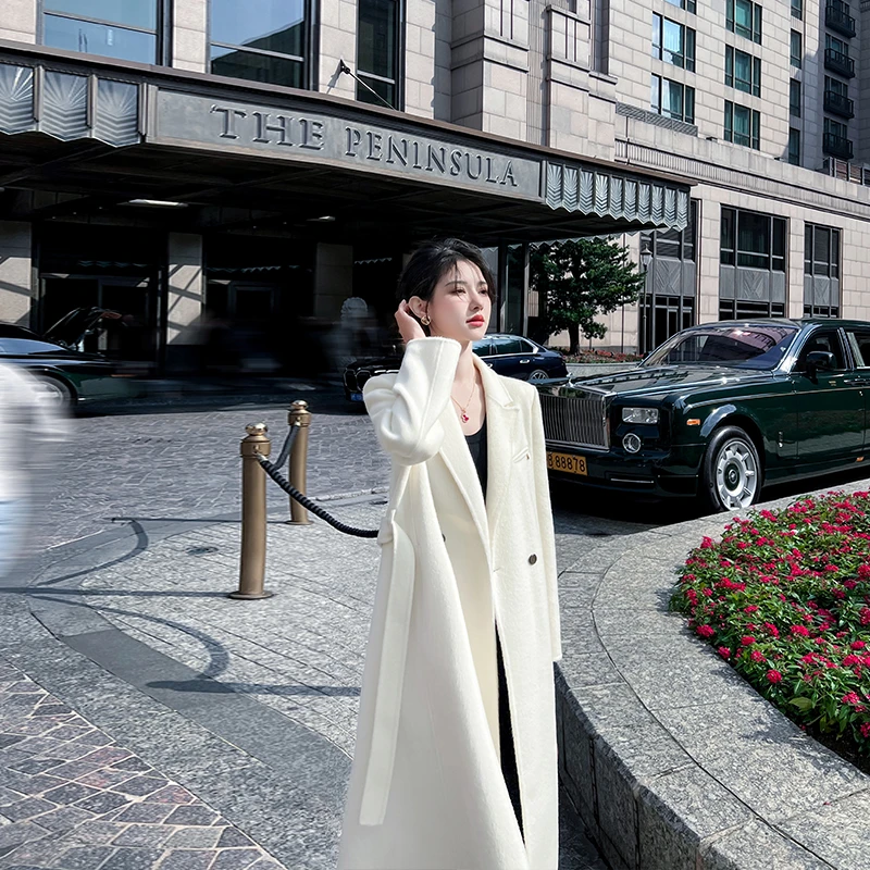 气质双面羊绒大衣女中长款2025秋冬新款韩系高级感过膝毛呢子外套