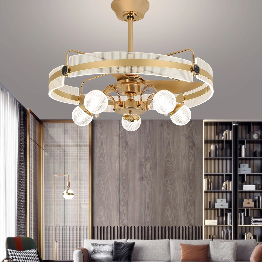 2023款高端吊扇灯大风力静音语音轻奢简约风格灯具卧室餐厅豪华