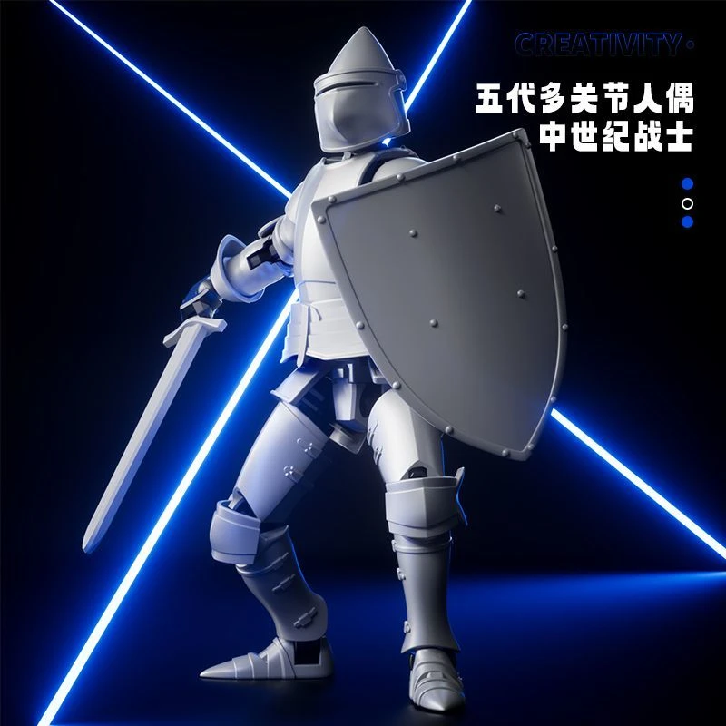 中世纪骑士磁吸拼装人偶盔甲战士过关节可动全身桌面摆件玩具礼物