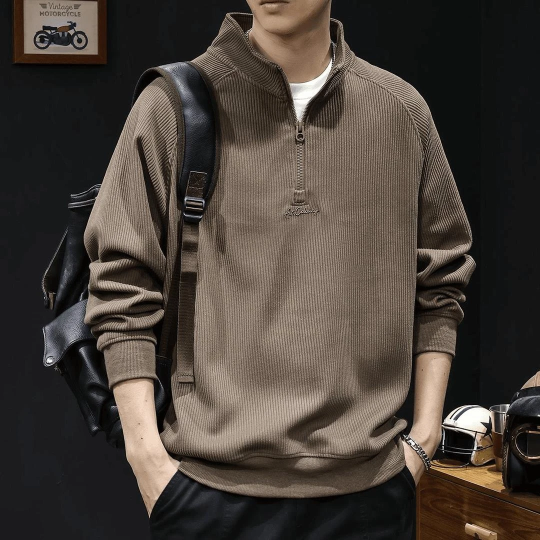 潮牌重磅半高领拉链卫衣男士秋冬款加绒大码衣服秋季宽松套头外套