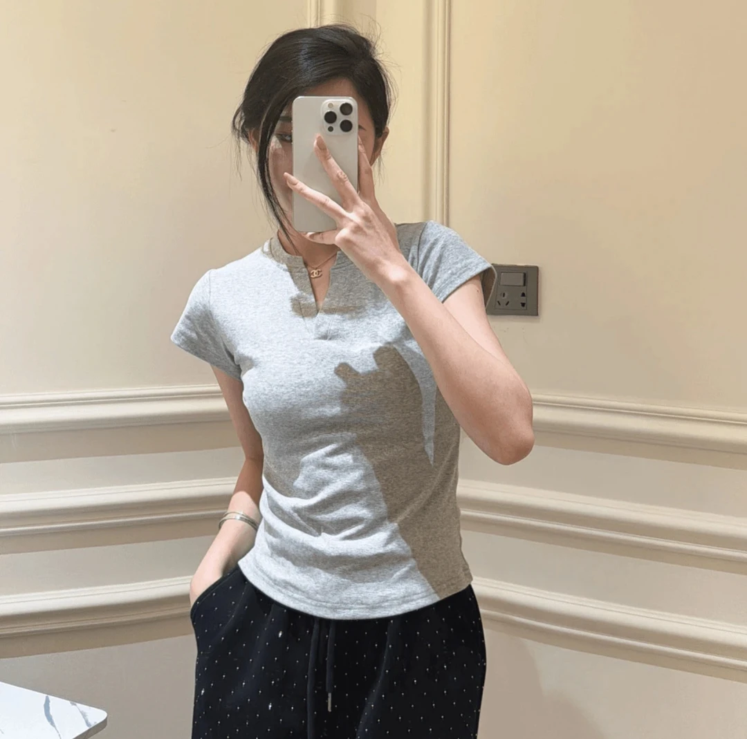 纯欲新款辣妹短袖t恤女显瘦夏季气质休闲修身百搭上衣