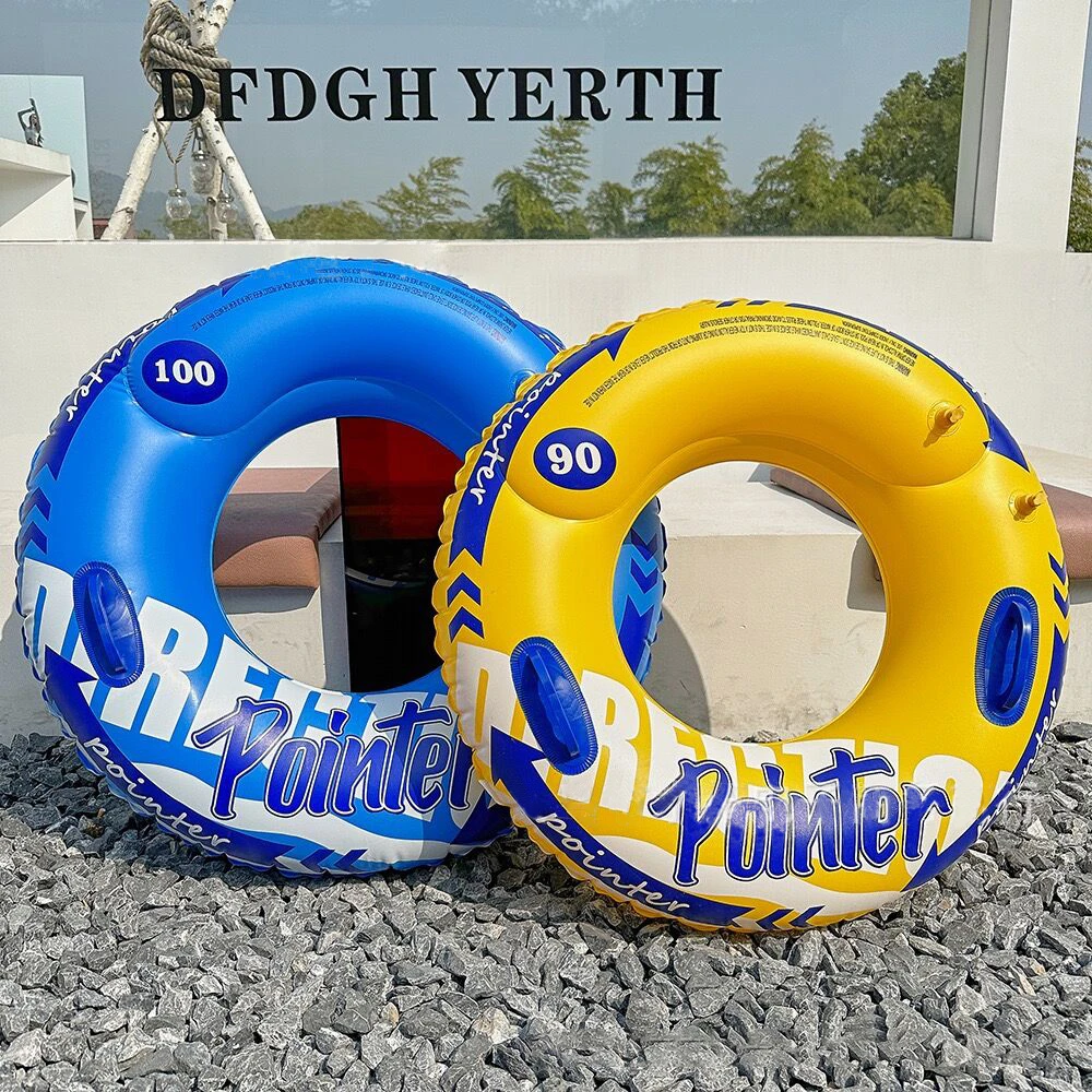 成人大号游泳圈胖子加厚带把手充气救生圈大人儿童初学者腋下浮圈