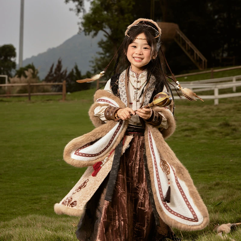 品牌回馈日·[长河秋鸿]十三余童装中国风女童民族风秋冬厚刺绣加