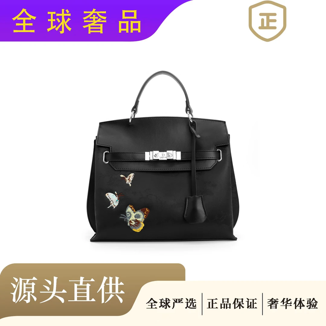 VETIAI-新款时尚百搭休闲黑色手提斜挎包