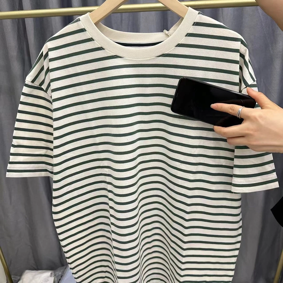 TCM23-603【韩国代购】隆隆圆领条纹短袖