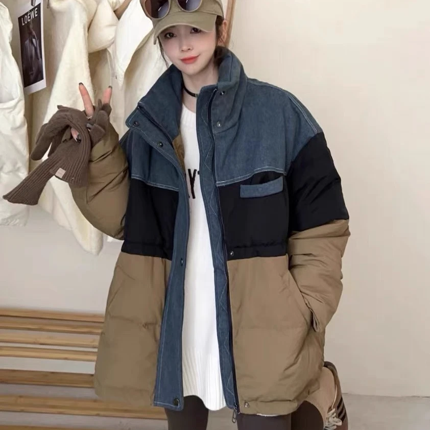 宽松棉服时尚拼接冬季