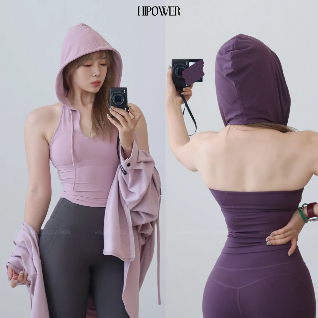 HIPOWER【沙丘】带胸垫/高强度连帽运动健身美背瑜伽背心女废土风