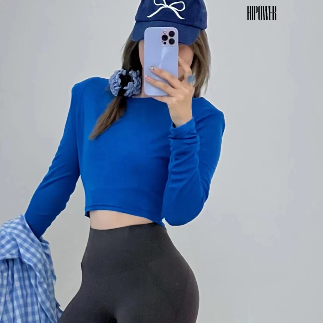 HIPOWER【泰兰德的夏天】运动健身休闲轻薄夏季长袖短款T恤女上衣