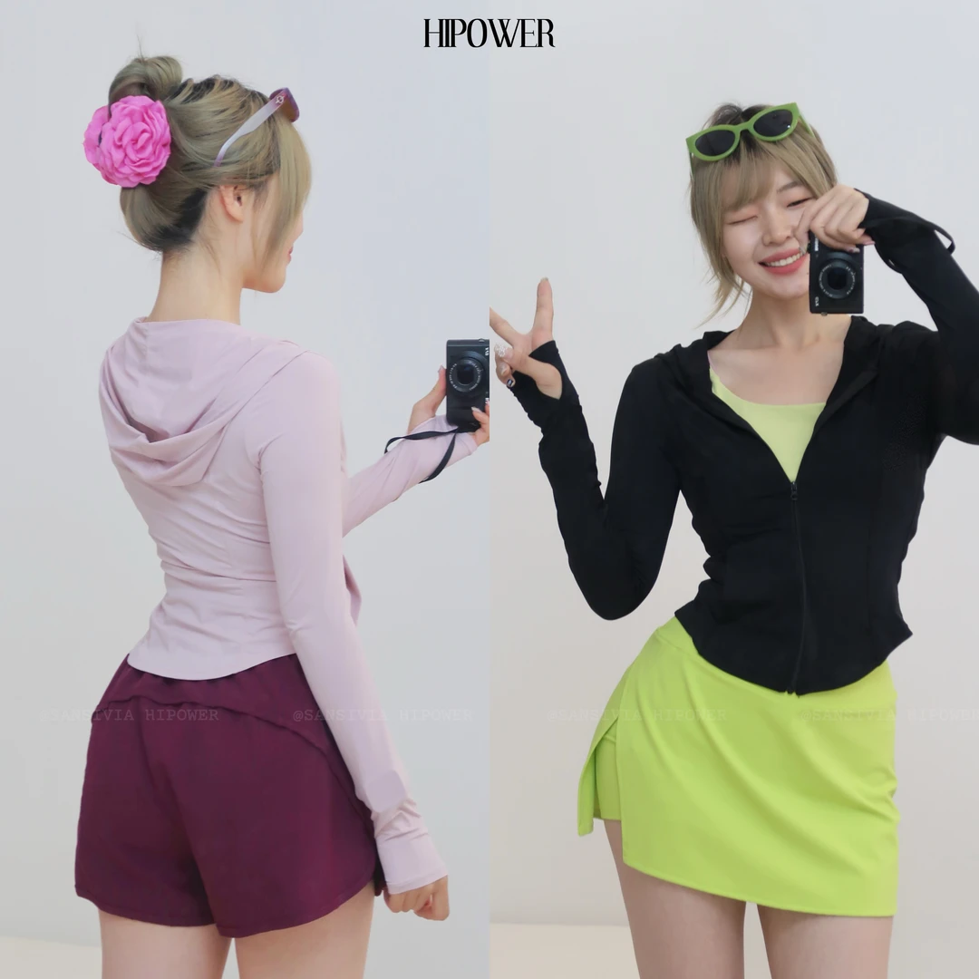 HIPOWER【UPF50+】防晒外套运动健身速干修身弹力长袖连帽上衣女