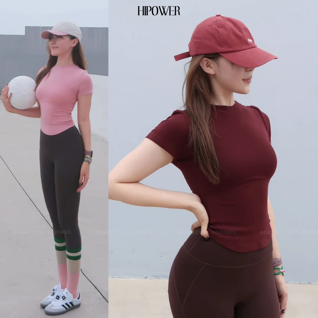 HIPOWER【慕斯毛绒】运动健身圆领套头保暖秋冬短袖显瘦T恤女瑜伽