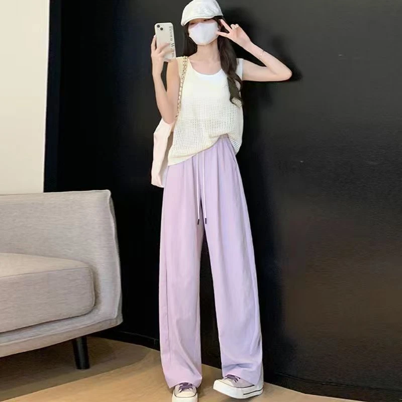 弯刀裤显瘦小个子时尚宽松垂感拖地裤高腰休闲夏季薄款瘦版阔腿裤