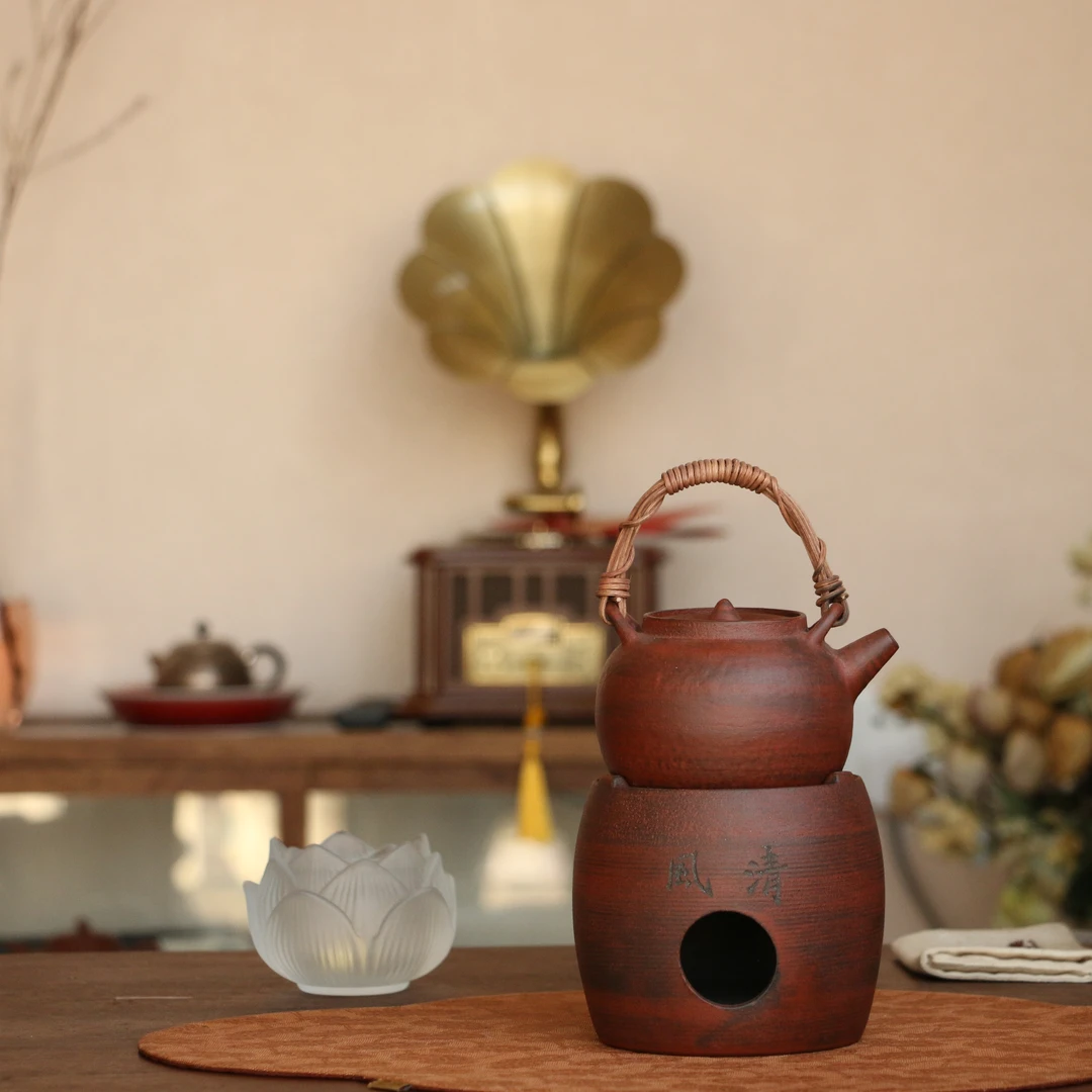 【半斋】红粉引荔枝提梁壶清风酒精炉套组