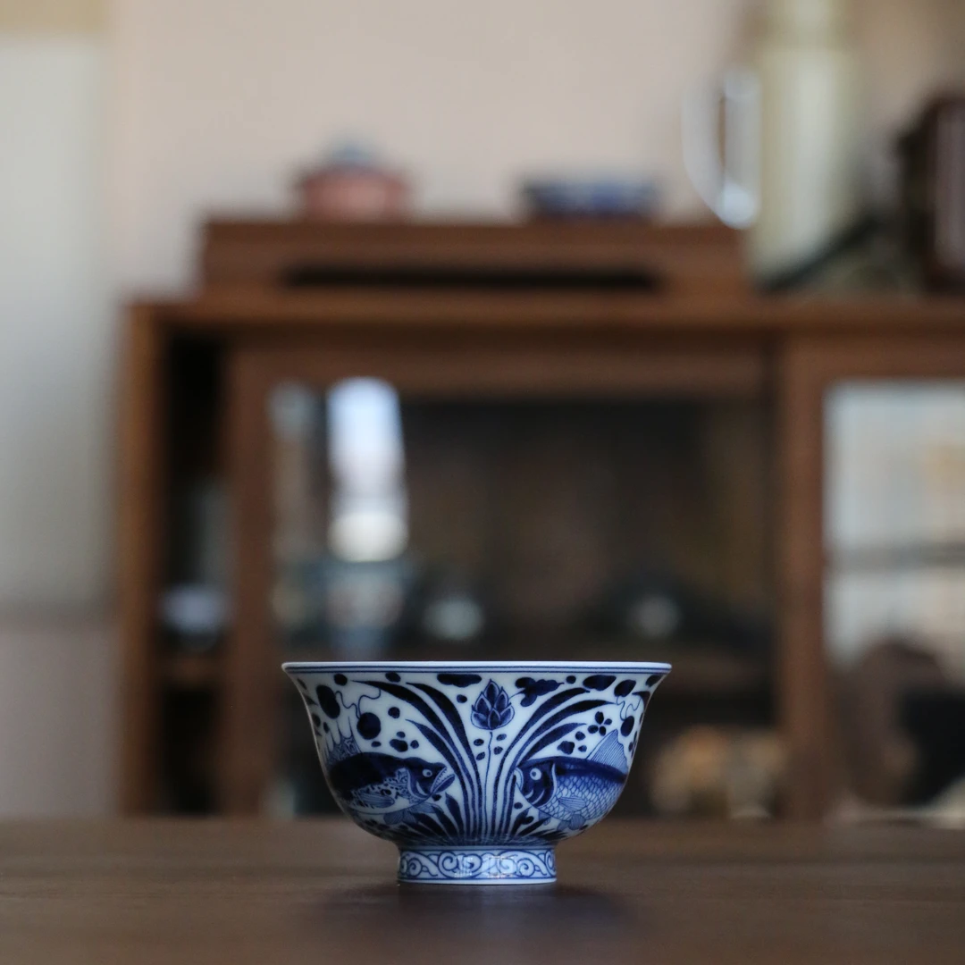 青花鱼藻小压手杯50cc