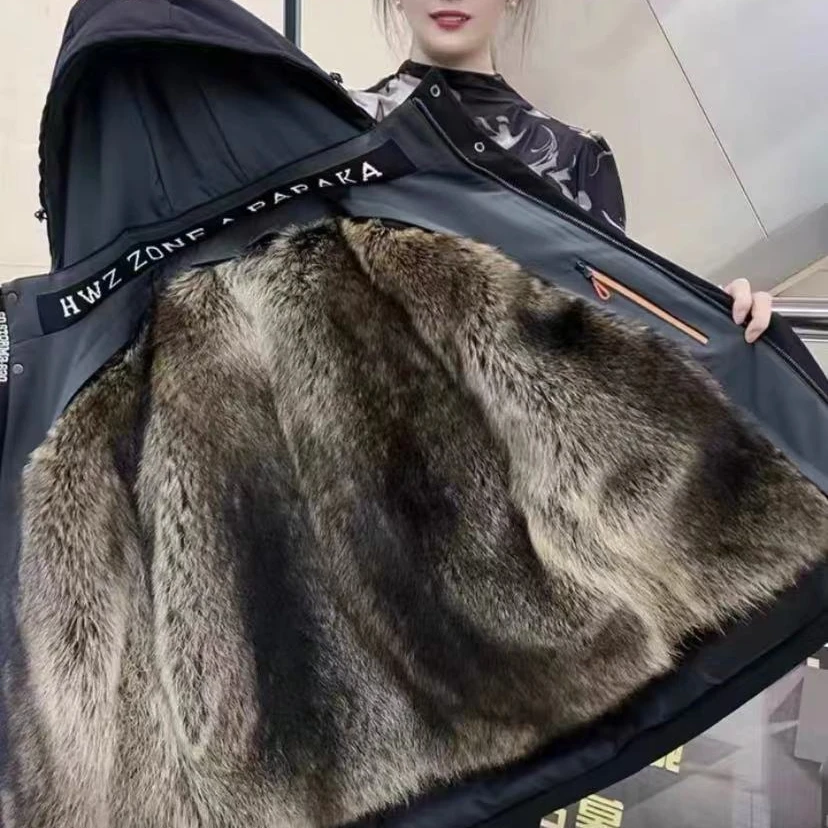 男士极寒系列小浣熊美洲貉整皮内胆短款加厚保暖派克