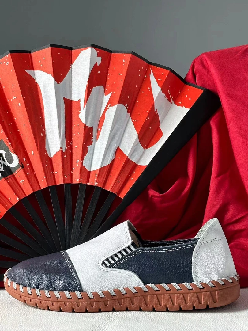 休闲男皮鞋时尚夏季透气潮流牛皮真皮懒人鞋防滑休闲鞋软底豆豆鞋