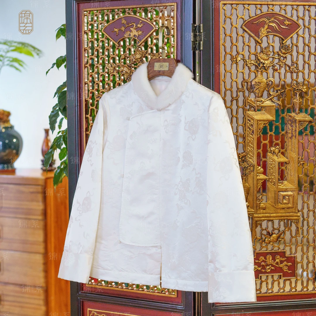 【锦系】华锦缎新中式国风桑蚕丝加棉长袖外套E-36851-HJD9133677