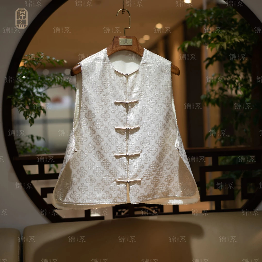 【锦·系】织金新中式国风桑蚕丝圆领马甲背心E-36170-S3149961