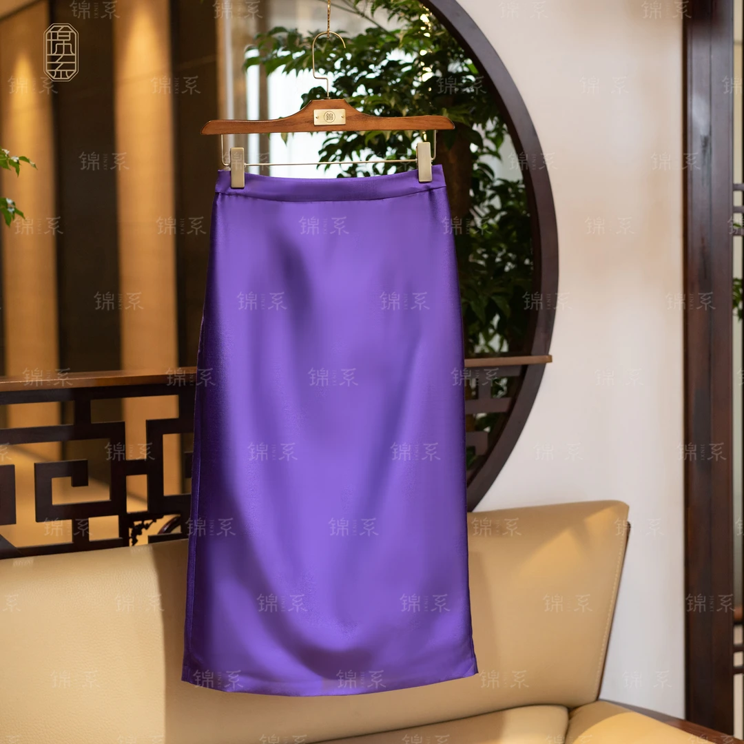 【锦·系】丝羊毛新中式国风桑蚕丝后松紧腰半裙Q-36229-S3149961