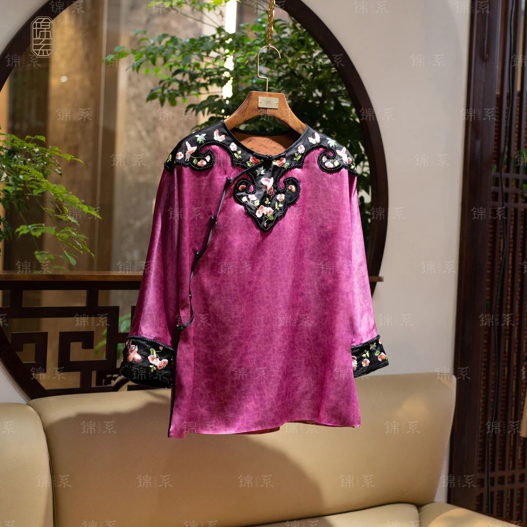 【锦·系】22mm草本龟新中式国风桑蚕丝七分袖上衣E-36622-S3149961