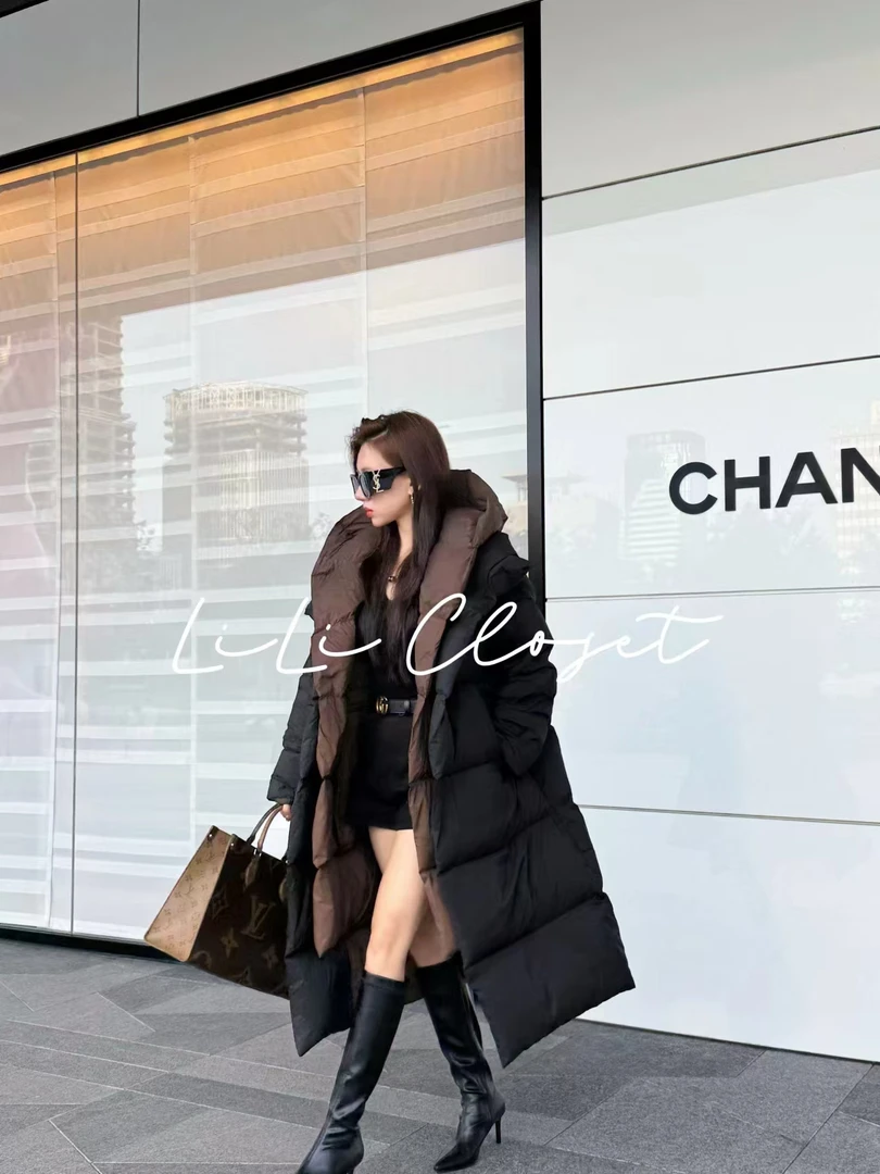 【江南烟雨】红人上新雅丹风白鹅绒中长款羽绒服加厚保暖冬外套