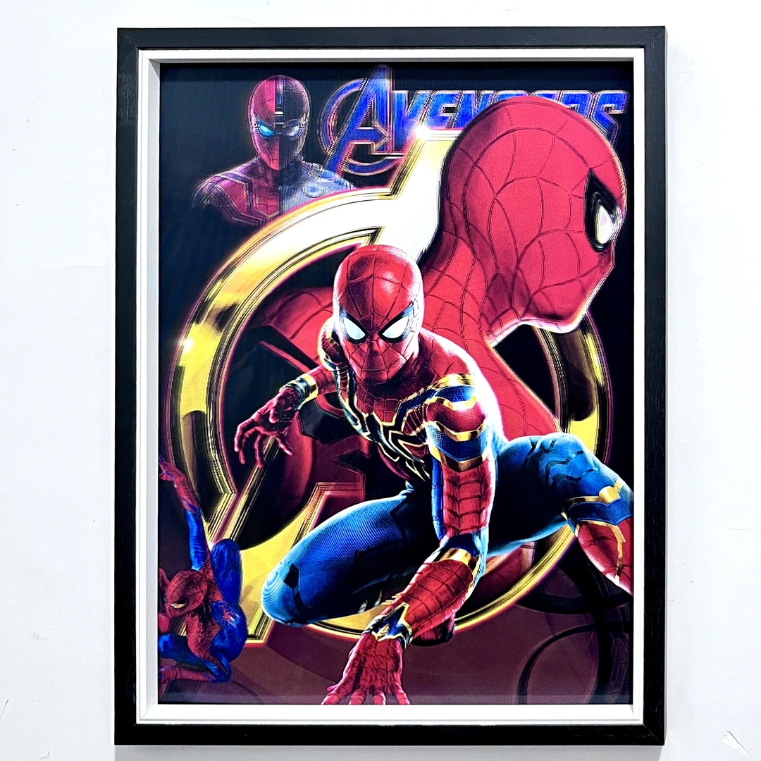 蜘蛛侠钢铁侠美国队长三层立体渐变超级英雄漫威英雄壁挂式相框画