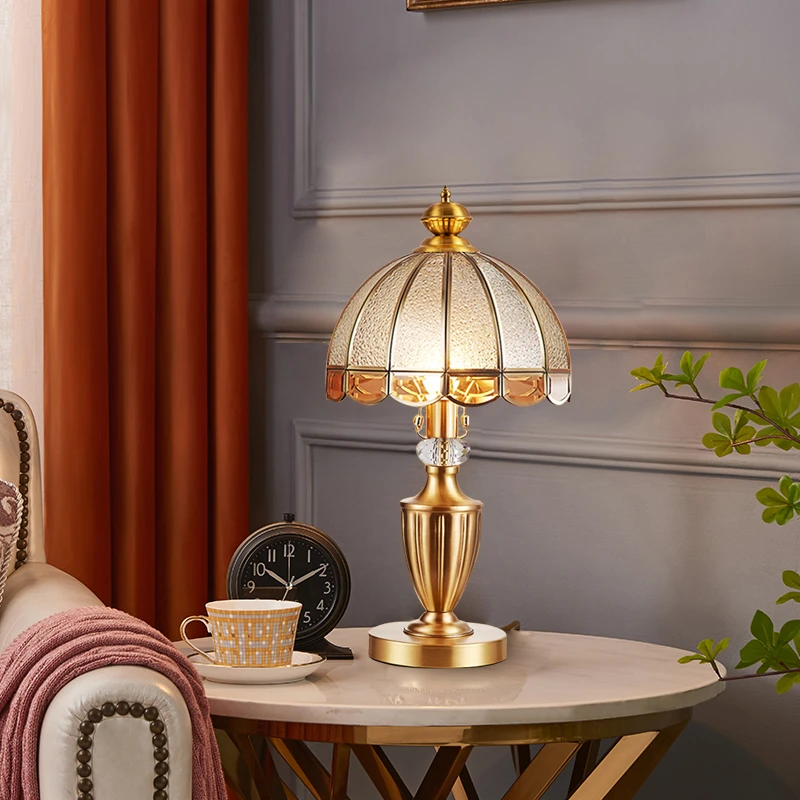 8014全铜台灯轻奢复古卧室床头台灯美式简约高端温馨调光智能台灯
