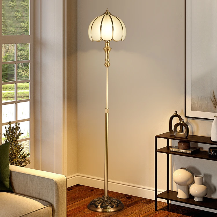 9014L全铜简约落地灯创意客厅书房装饰立式灯 个性美式卧室床头灯