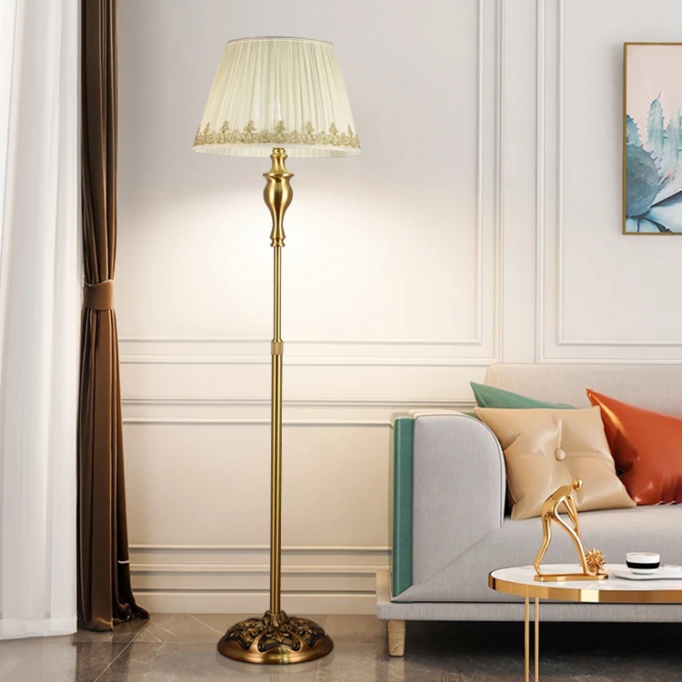 9002L全铜落地灯简约创意客厅书房装饰地台灯美式复古时尚立式灯