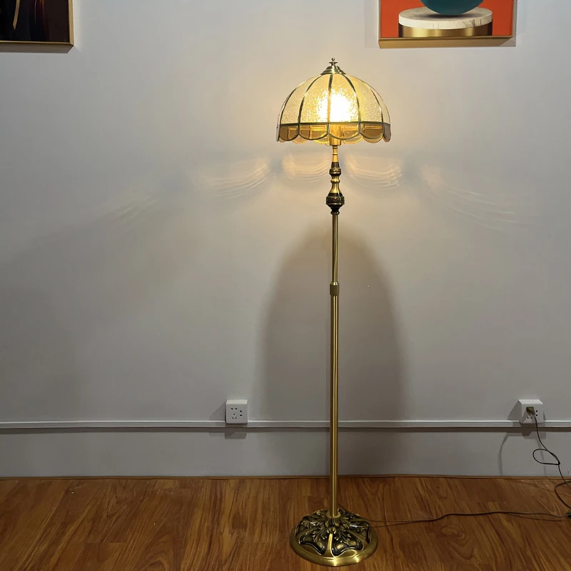 轻奢简约全铜落地灯温馨装饰美式欧式复古客厅书房卧室创意立式灯