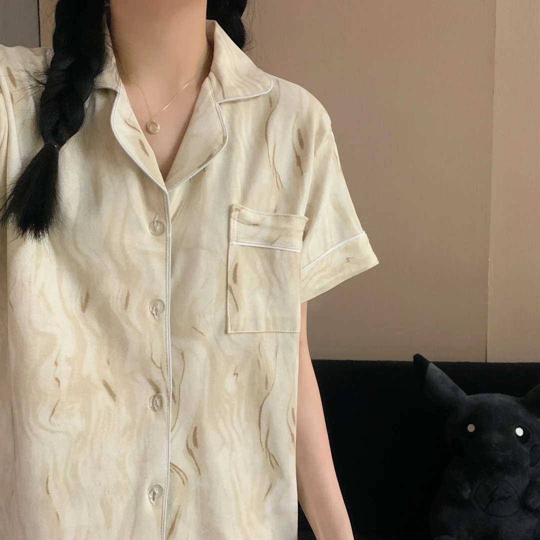 三件套装睡衣女款夏季高级感短袖长裤2025新款大码韩版家居服春秋