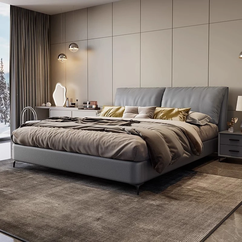 大象耳朵真皮床现代简约风主卧软包小户型储物婚床意式轻奢双人床