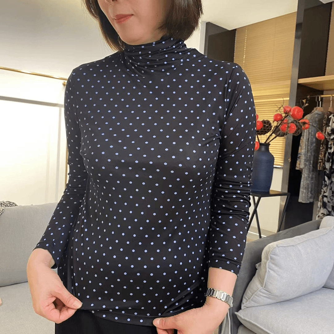 NJ女式针织桑蚕丝42针两翻领长袖女式上装3715