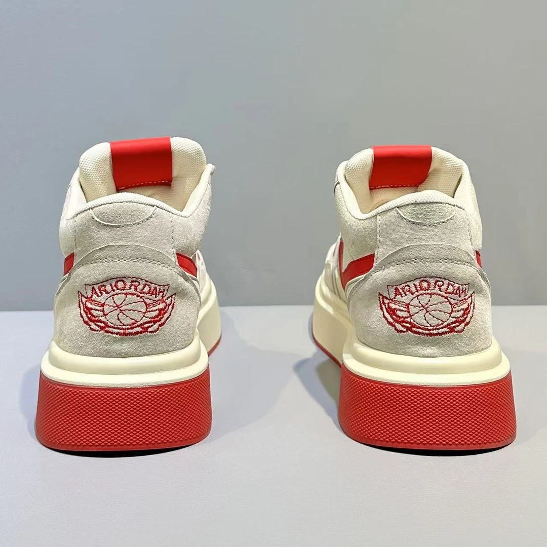 秋冬新款男鞋潮流厚底增高老爹鞋翻毛皮轻奢百搭休闲鞋系带男潮鞋