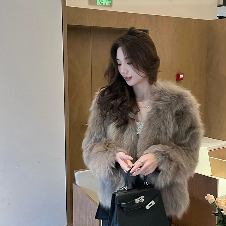 【金岛狐】狐狸毛皮草外套女款爆款2024新款显瘦整皮整版秋冬厚外套