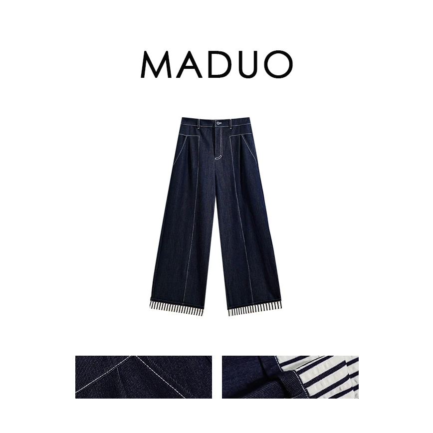 2024年新款显瘦蓝色高腰时尚休闲夏季宽松秋季简约阔腿裤GH162581