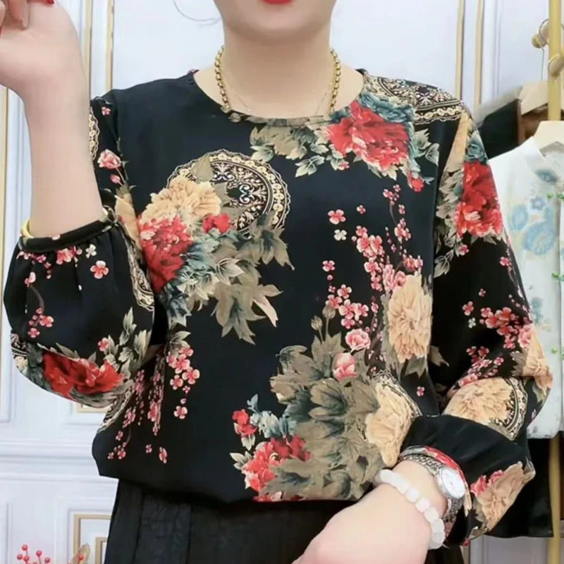 2024春季新款时尚遮肉显瘦衬衫上衣妈妈装